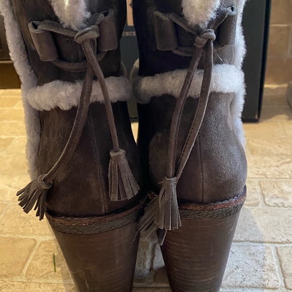FRYE Jen Suede Shearling Boots, Smoke, Like New Condition - Picture 4 of 6